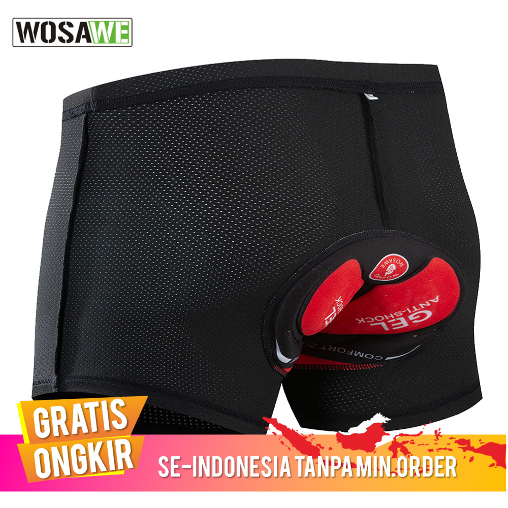 Wosawe Sepeda Celana Dalam Bernafas Cepat Kering Silikon Pad Tebal Celana Dalam Mountain Bike Celana