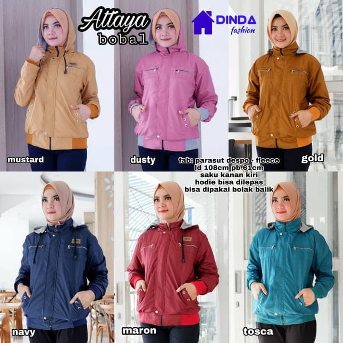 TESSA BOBAL PARASUT / JAKET BOLAK BALIK WANITA BAHAN FLEECE MIX PARASUT