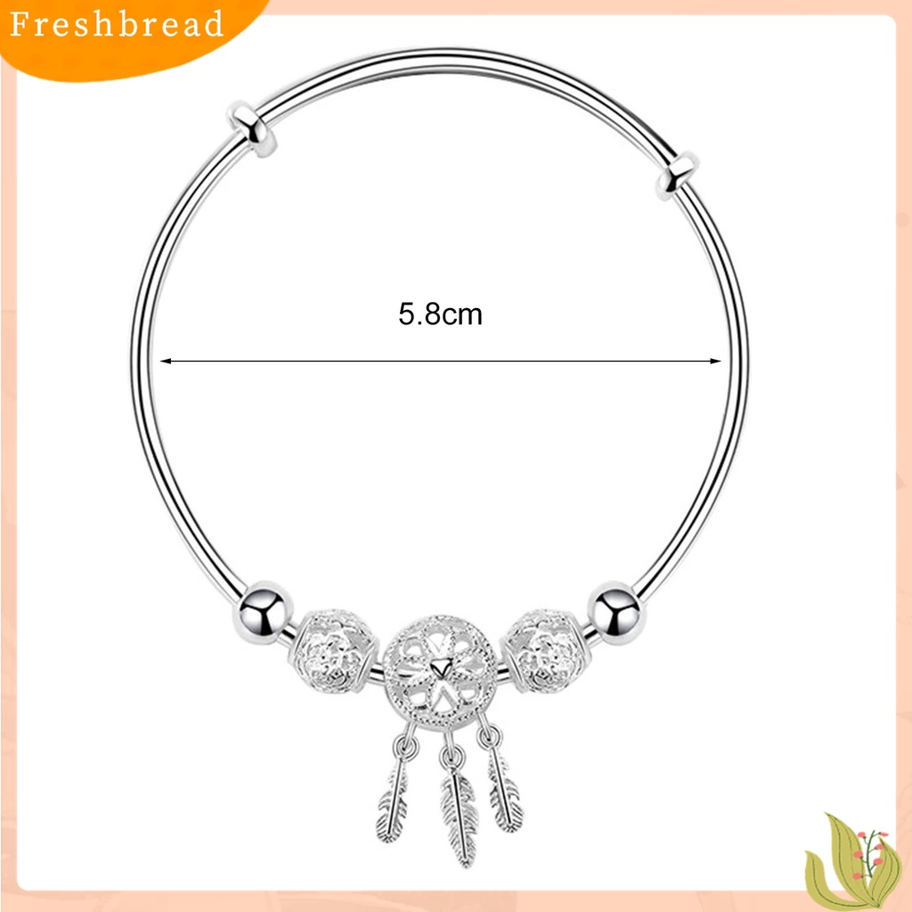 |Frebre Frebre| Gelang Tangan Wanita Desain Dream Catcher Rumbai Bulu Warna Silver Untuk Pesta