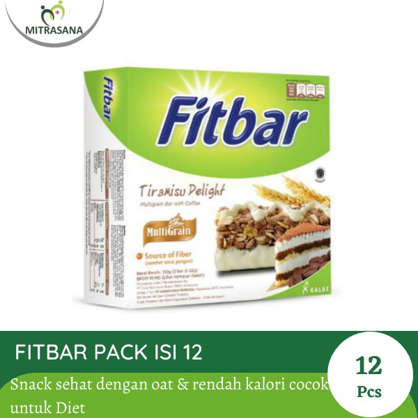 Fitbar Pack (12 pcs) Coklat, Fruit Rasberry, Nuts, Tiramisu