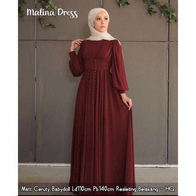Cod Malina maxy/gamis premium terbaru/gamis kekinian/gamis polos/gamis ceruty/gamis basic/gamis  sim