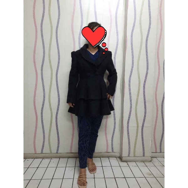 preloved jaket coat winter wanita hitam