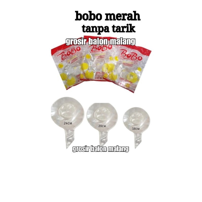 balon BOBO MERAH SUDAH TARIK bening pvc transparant transparan bulat 18&quot; 20&quot; 24&quot; inch