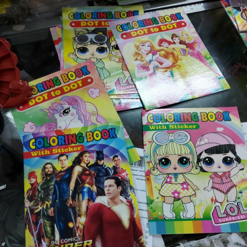 buku mewarnai plus stiker a5 simpati BW 1802 BS..BW 1802 DS 6 halaman