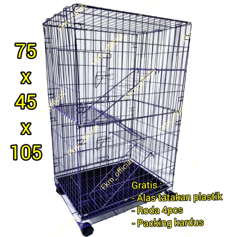 Kandang kucing tingkat 3 XL 75x45x105