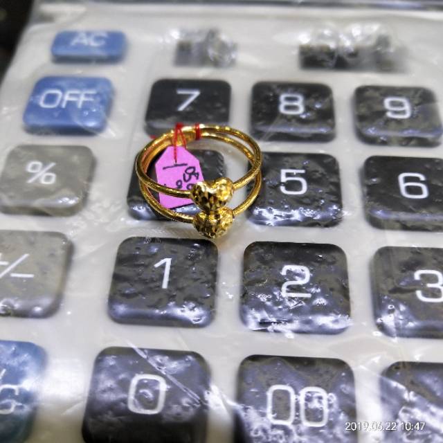 Cincin bambu hias love emas 875