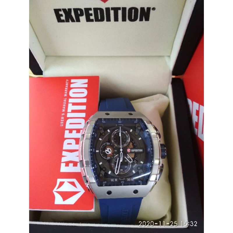 JAM TANGAN PRIA EXPEDITION E6782 SILVER BLUE ORIGINAL