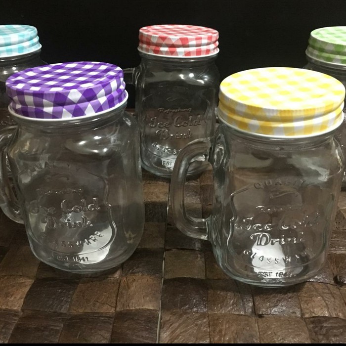 Gelas Jar - Drinking Jar - Gelas Toples - Mug Jar - Gelas Cafe dengan