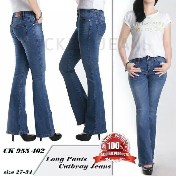 [Promo] ORIGINAL 4 Warna Celana Cutbray Jeans   Celana Panjang Wanita   Biru Muda  28 Berkualitas