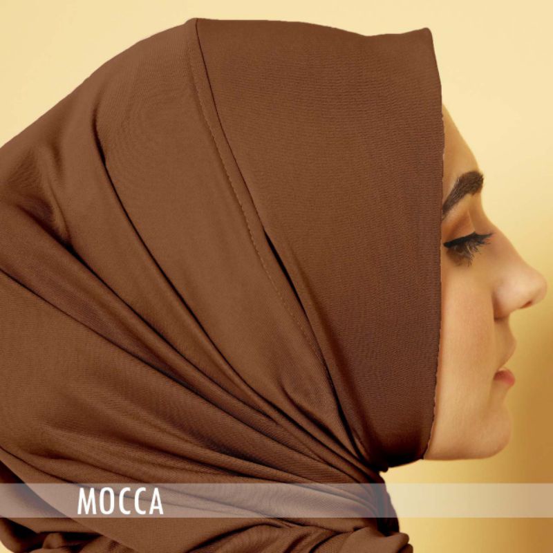 Hijab Sport Jersey Lubang Telinga | Hijab Sport New Normal Series | Hijab Instan |Hijab Olahraga | Kerudung Olahraga | Bergo Instan-Mocca
