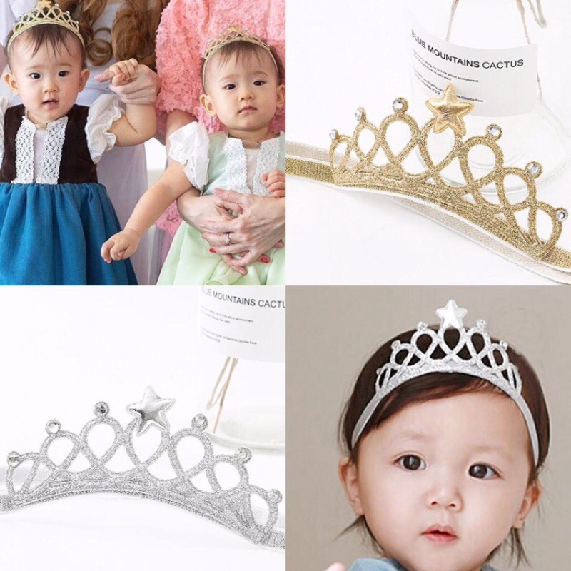 BANDANA MAHKOTA BAYI Headband Mahkota Bayi bando Bandana Baby Princess Putri Pita bunga