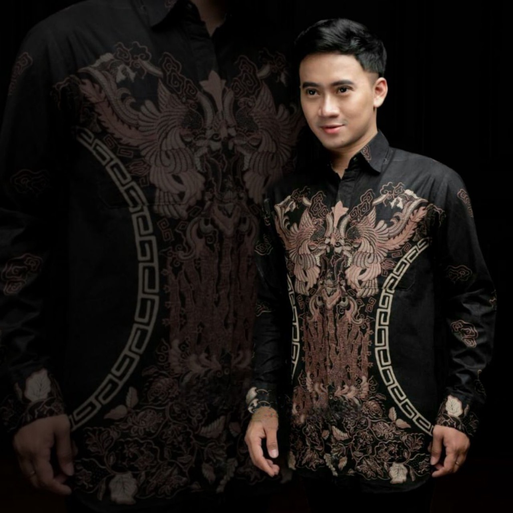 Batik Pria Lengan Panjang BATIK NAKULA HRB026 motif KERATONAN Kode 002 size M L XL XXL Reguler
