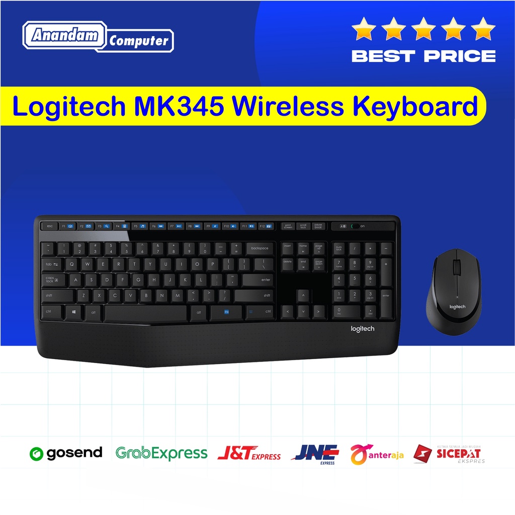 Logitech Wireless Mouse Keyboard MK345 / Combo / MK 345 - Hitam