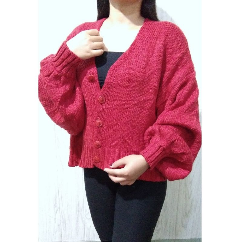 atasan rajut lengan balon