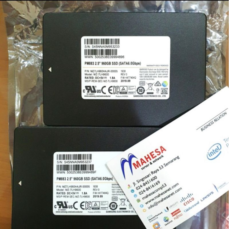 SAMSUNG SSD PM883 960GB ENTERPRISE DATACENTER SSD SERVER 2.5IN SATA3 6GBPS 7mm 1.3DWPD Garansi 3Th