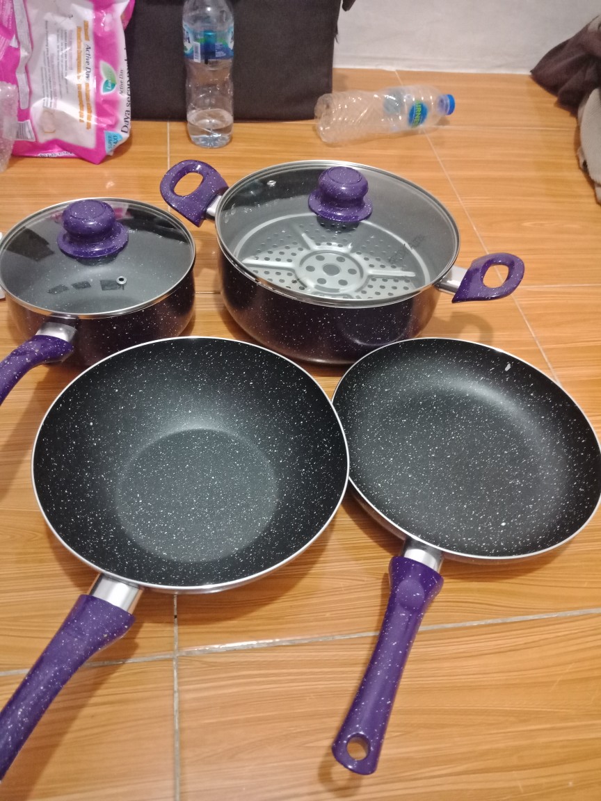 Panci Set Pengukus / Royalta Italian Granite Cookware Pan 7 Pc Paling Bagus