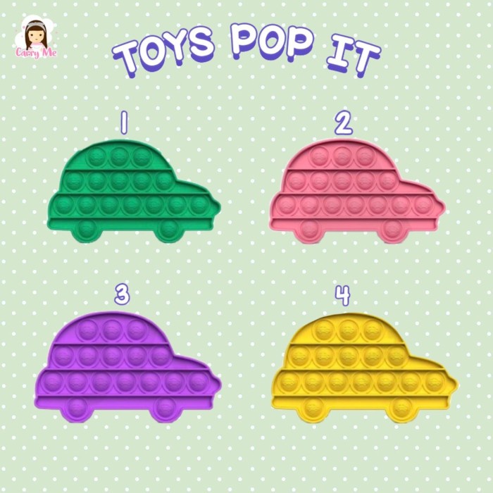 READY STOCK Fidget Pop It Guitar ViralToy Murah Lengkap FREE KELERENG - Cars 1,2,3,4