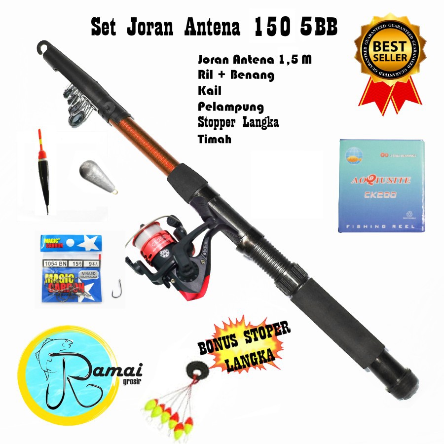 Set Alat Pancing Termurah Dengan Joran Antena 150 Terbaik Kekuatan 5kg Jorang Pancing