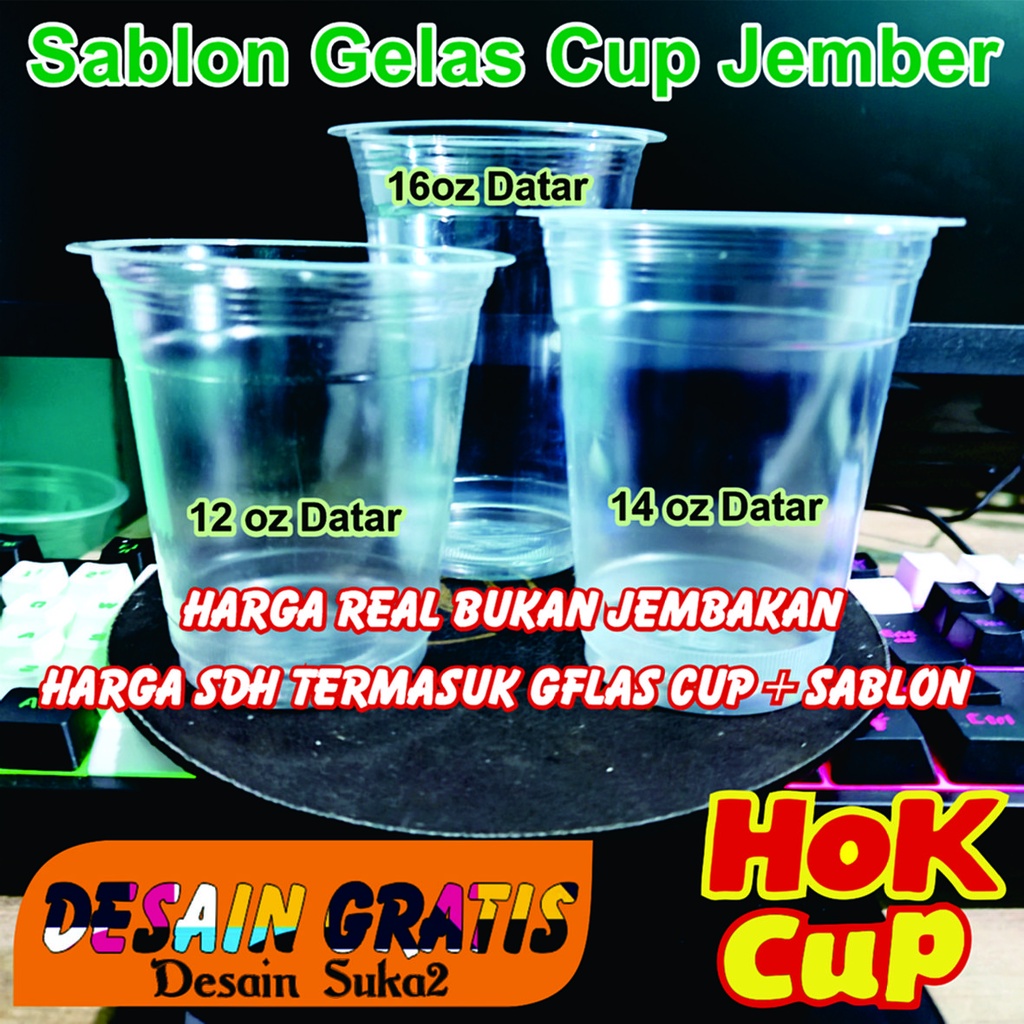 Jual Sablon Gelas Cup 12oz 14oz 16oz Merk Hok Shopee Indonesia 7788