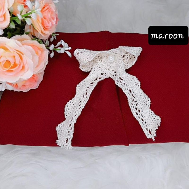 READY STOCK Hijab instan segitiga renda JIilbab Instan Segiempat Jilbab Instan Segitiga pita-Maron
