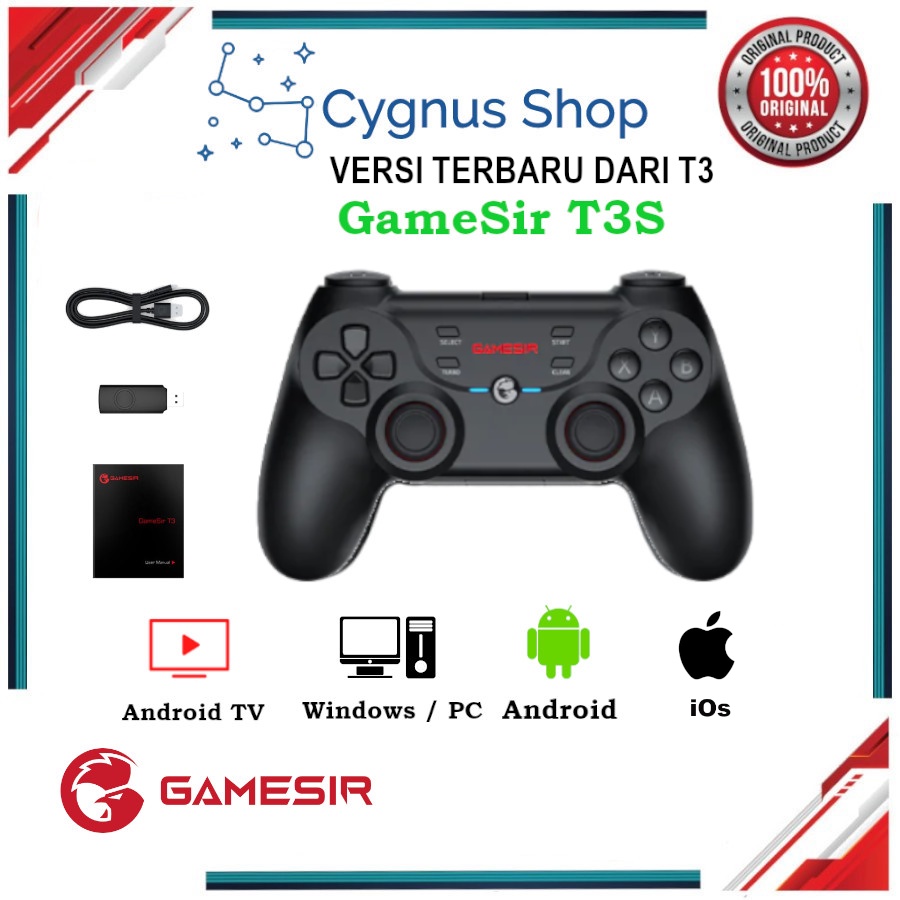 GameSir T3S Gamepad Wireless Game Controller Siwtch iOS Android TV Android PC