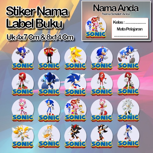 

Stiker Sonic sonik knucles tails dr eggman amy rose shadow espio silver Karakter Lucu Custom Lebel Nama cromo murah 20 Varian berbeda Sticker Pelajaran Mapel buku anak sekolah No 7