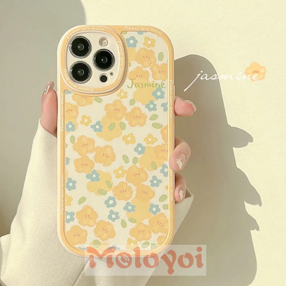 Soft Case TPU Motif Bunga Kuning Gaya Retro Untuk IPhone 7 8 Plus X XR 11 13 112 Pro Max XS Max 7 Plus 8 Plus 6 6s SE 2020