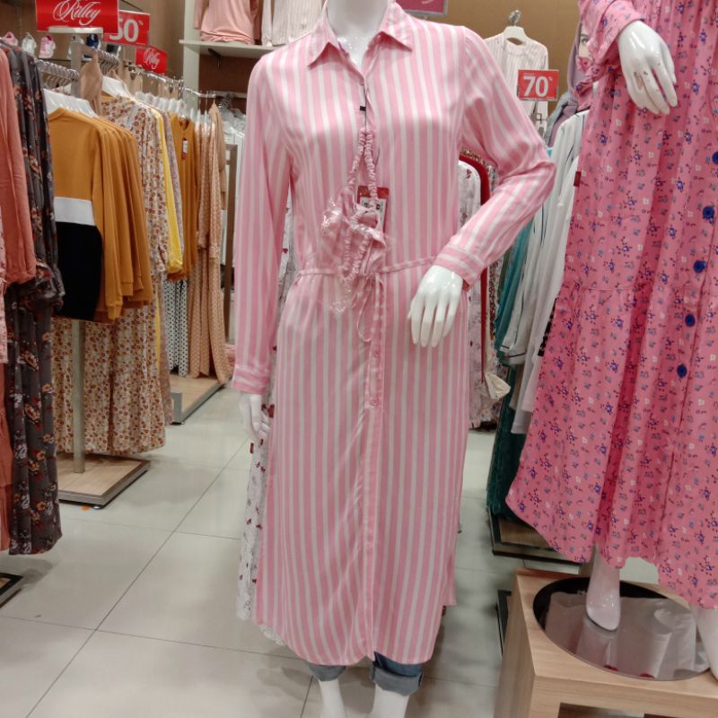 Rilley Gamis katun garis pink 88.BiSI 04 Free. mask senada