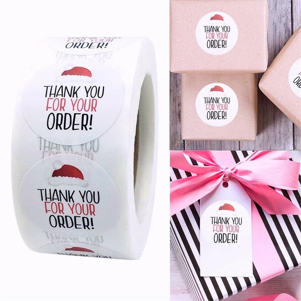 Solighter Terima Kasih Untuk Pesanan Anda Stiker Perlengkapan Pesta Hadiah Decor Box Decor Christmas Gift Sticker Label Perekat