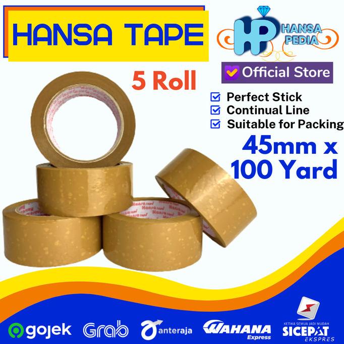 

NEW Lakban Bening Coklat 2 inch 100 Yard isi 5 roll HansaTape