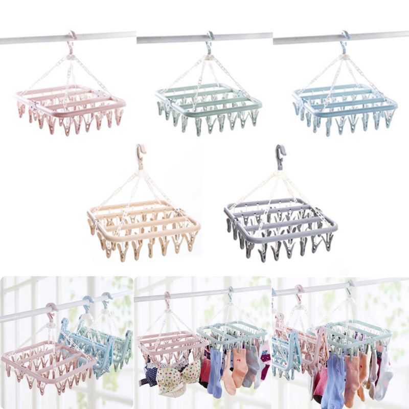 Gantungan Lipat  32 Jepit /gantunGAN JEMURAN ANAK/gantungan Jemuran Baju CD Kaos kaki Pakaian Serbaguna/ Hanger Jepitan Jemur Baju /hanger 32 jepit/Jemuran JEPIT Baju Kaos Kaki Hanger Gantungan Lipat Jemuran Baju 32 Penjepit [PADMA]