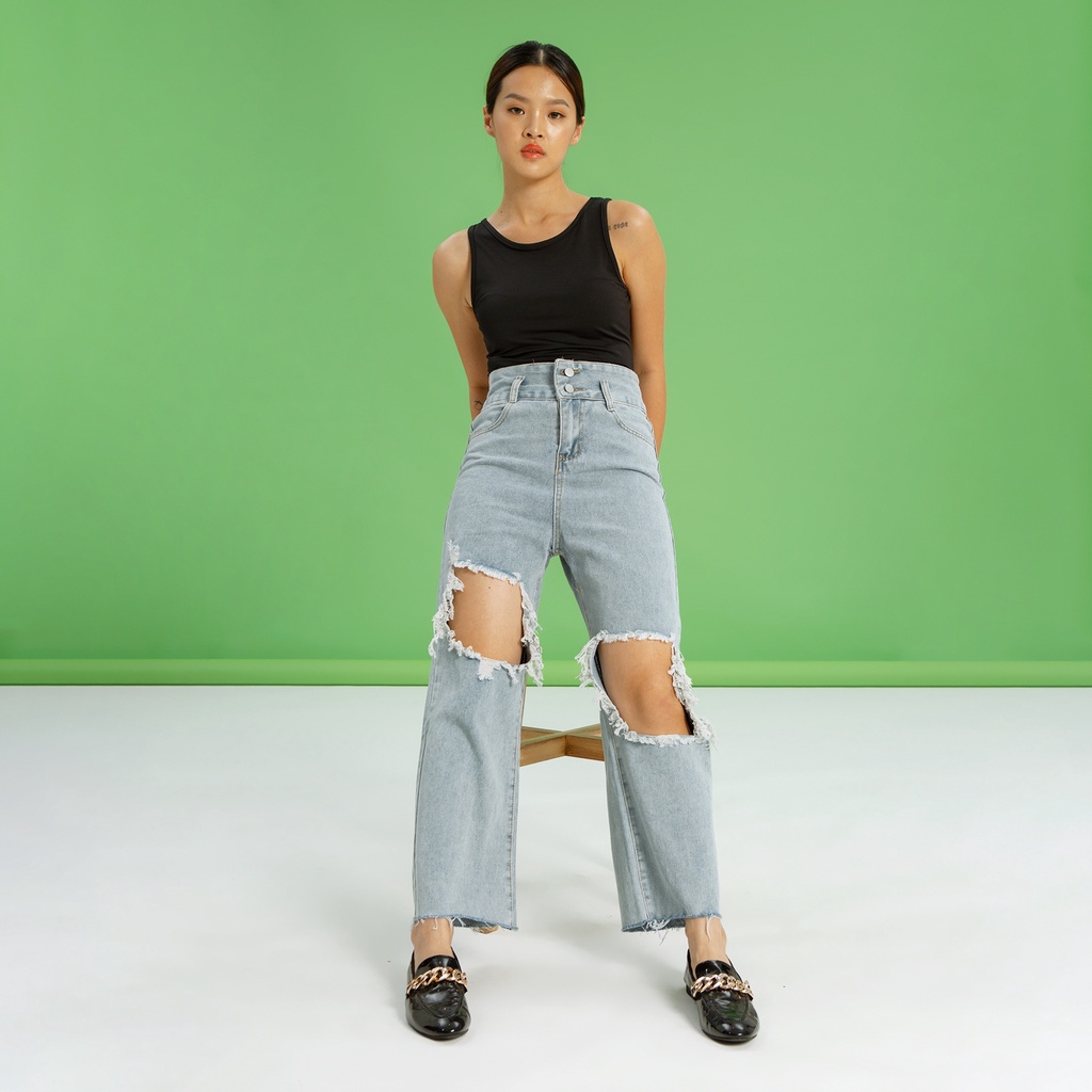 Jeans 65320 - HW RIPPED LOOSE JEANS