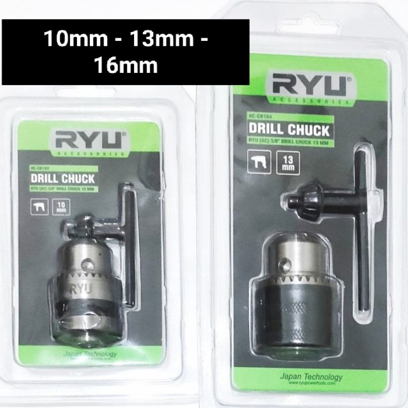 RYU 3/8" DRILL CHUCK - KEPALA CHUCK BOR - 13mm Kepala Bor 16mm Chuck Untuk Drat Gerinda & Kunci