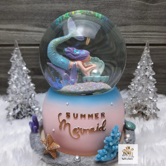 MUSIK-KOTAK- SNOWBALL MUSIK + LAMPU COUPLE / SNOW BALL MUSIC LAMP / SNOWBALL - MERMAID -KOTAK-MUSIK.