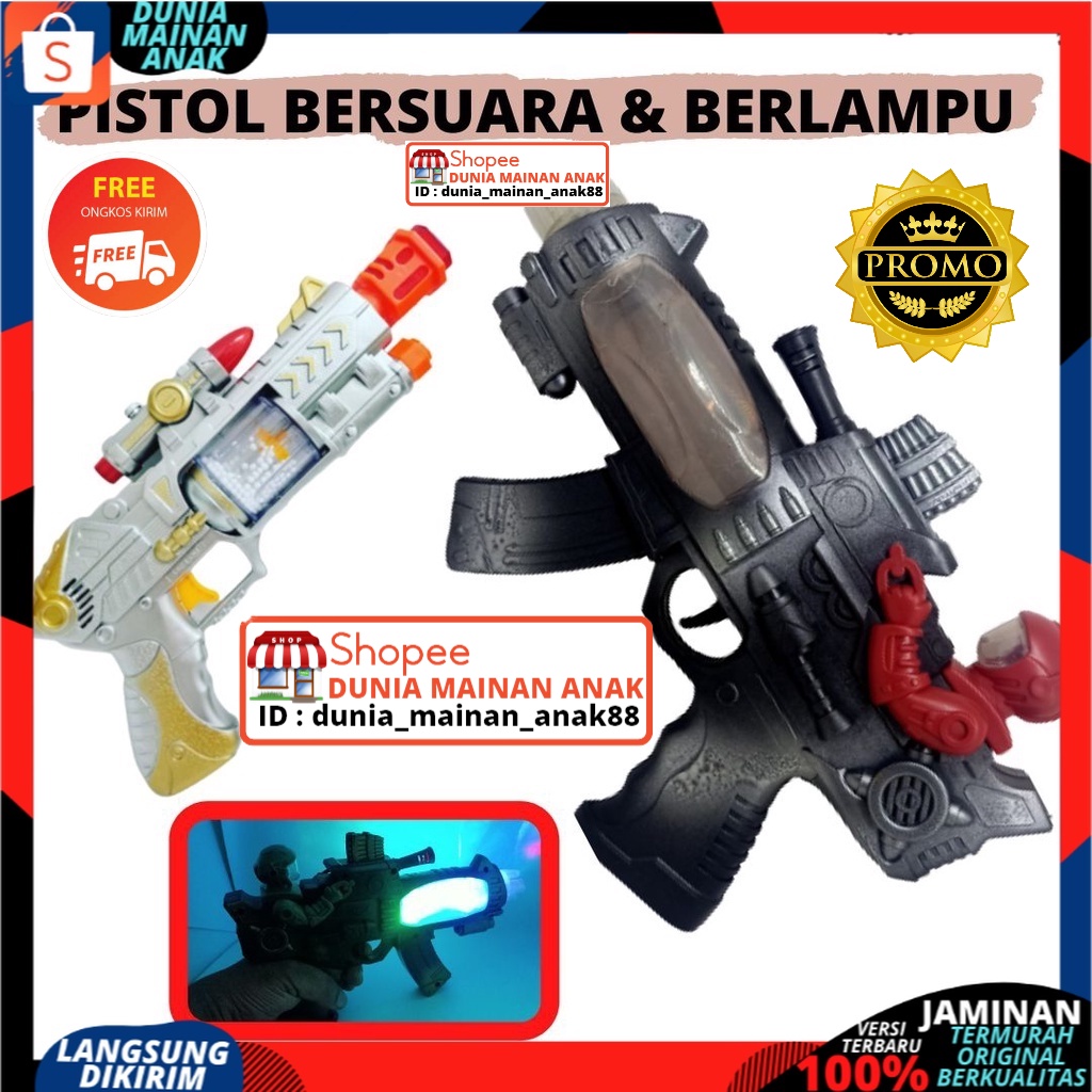 MAINAN ANAK PISTOL TEMBAKAN LASER SOUND GUN BATERAI BERLAMPU DAN BERSUARA TERBARU