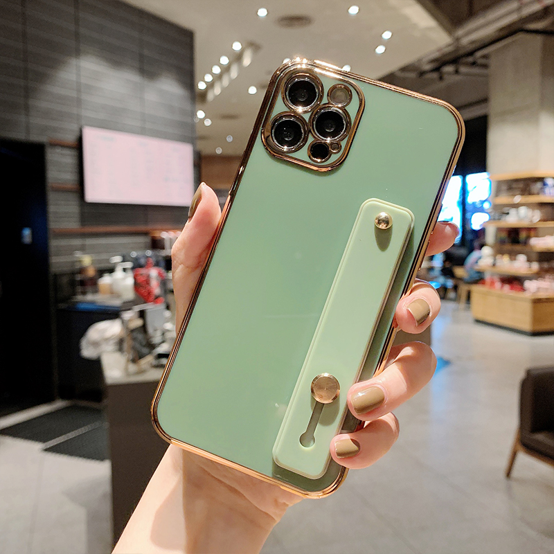 6D electroplating all-inclusive phone case dengan pergelangan tangan cocok untuk iPhone 12 / 12pro 12 mini iPhone 11/11 promax 7/8 / se iPhone 7plus / 8plus 6s / 6splus phone case