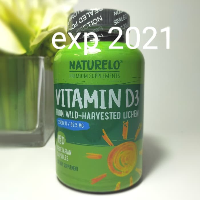 NATURELO Vitamin D3 2500 IU Plant Based 180 Veg Caps ORI USA