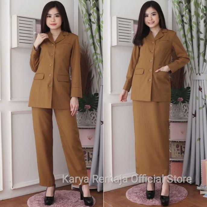"""] Setelan Seragam Pns Wanita Pdh Pemda Wanita Baju Dinas Pns Khaki Tua