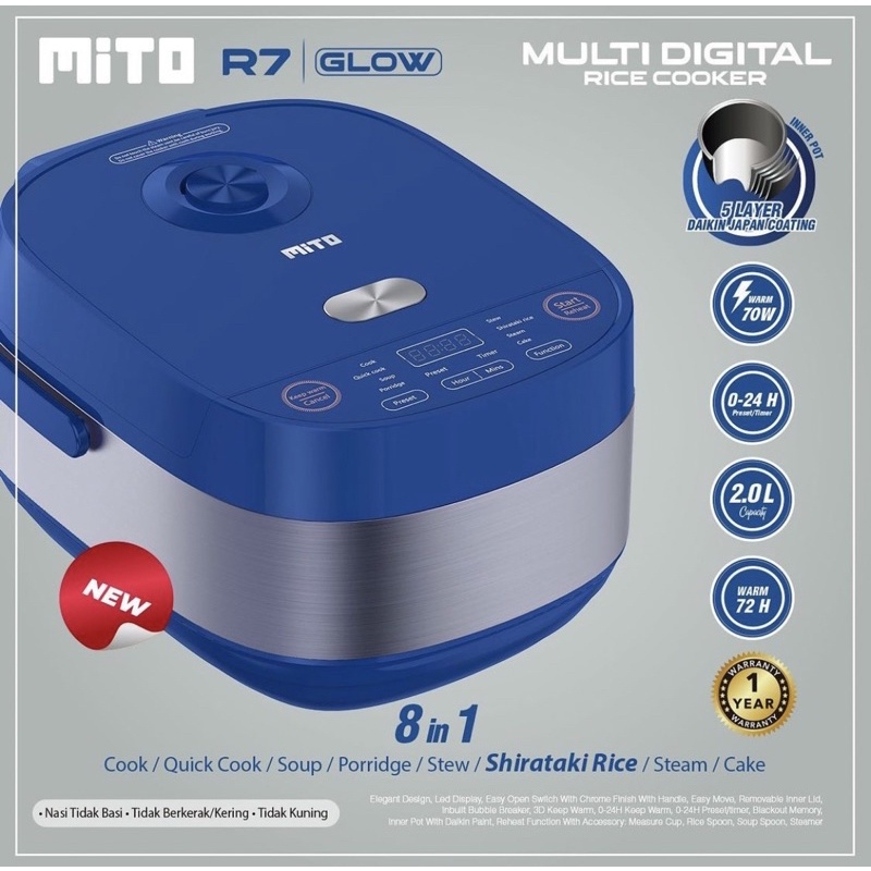 Jual Mito rice cooker R7 glow 8 in 1 (2 liter) Indonesia