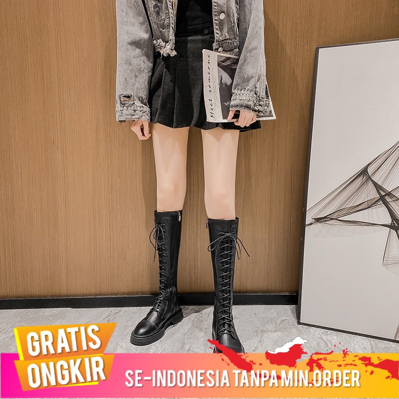 Sepatu Wanita Boots Wanita 2021 Bot Tinggi Sepatu Tebal Boots Bawah Lutut Strap Panjang sepatu Wanit