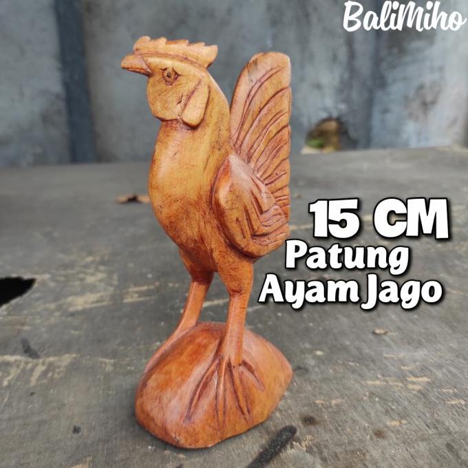 PATUNG AYAM JAGO KAYU/PATUNG AYAM/DEKORASI PATUNG BINATANG/PATUNG UNIK