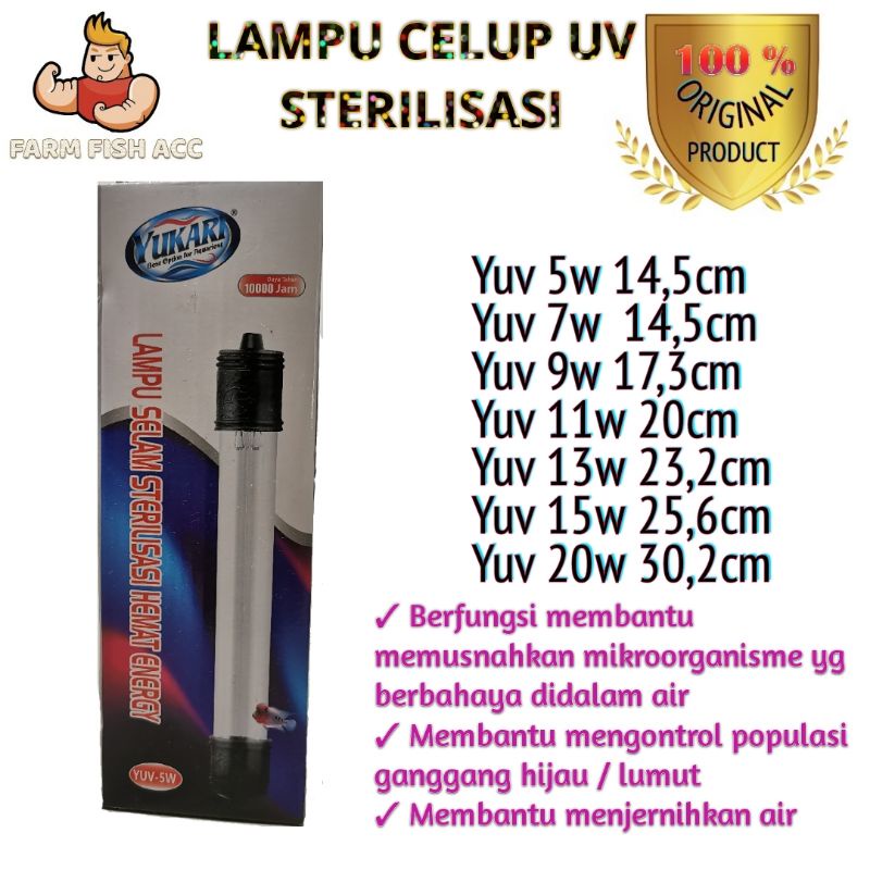 LAMPU CELUP YUKARI STERILISASI UV MEMBANTU MENJERNIHKAN AIR