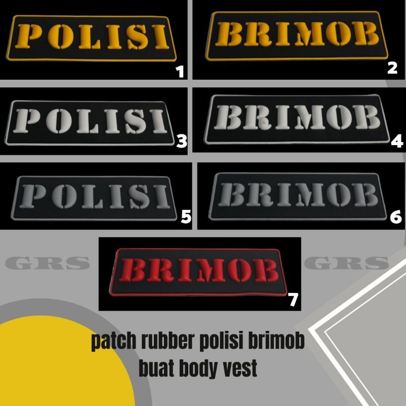 patch rubber 3D ,BRIMOB,POLISI