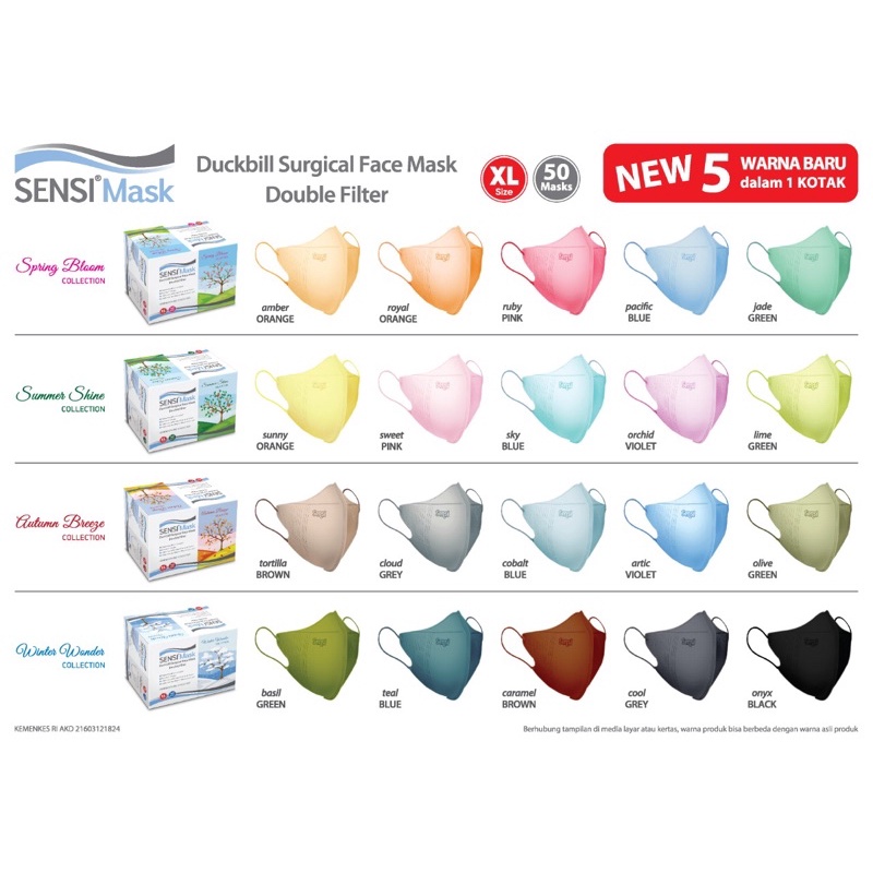 Masker Sensi duckbill 4ply Surgical Face Mask isi 50 pcs XL size