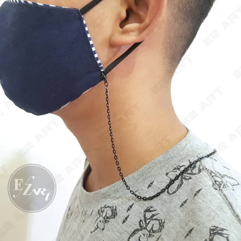 HITAM GUN METAL - KALUNG MASKER RANTAI POLOS SIMPLE STAINLESS STEEL PRIA WANITA