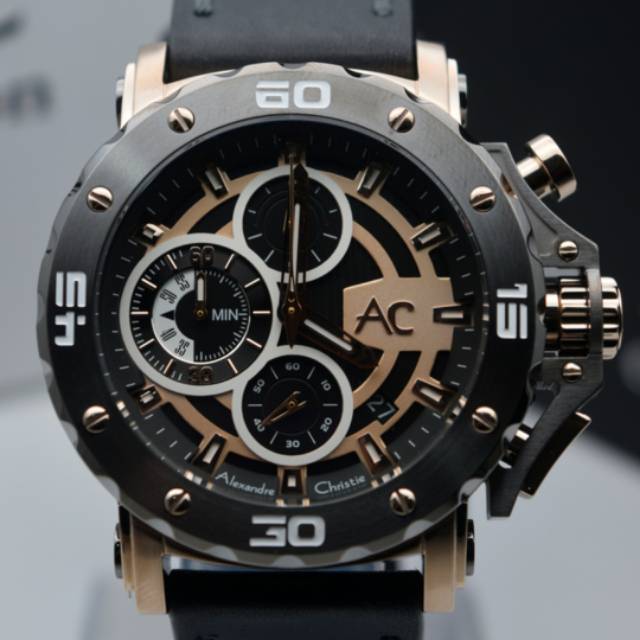 AC Collection 9205 - Alexandre Christie 9205MC - AC9205MC Grey Soft Rosegold Leather ORIGINAL