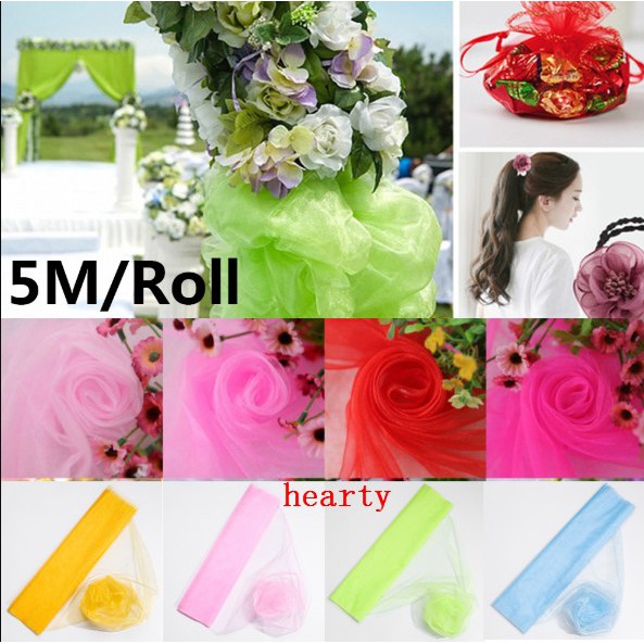 50 Cm 5 M Sheer Crystal Organza Tulle Gulung Kain Draping