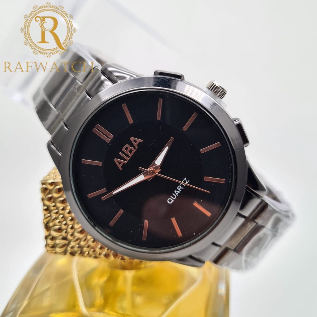 JAM TANGAN PRIA WANITA ALBA RANTAI STAINLESS STEEL HITAM JAM TANGAN CASUAL PRIA WANITA IMPORT