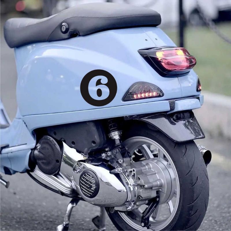 STICKER NOMOR BULAT CUSTOM  STIKER NOMER MOTOR MATIC VESPA,GENIO,SCOPY