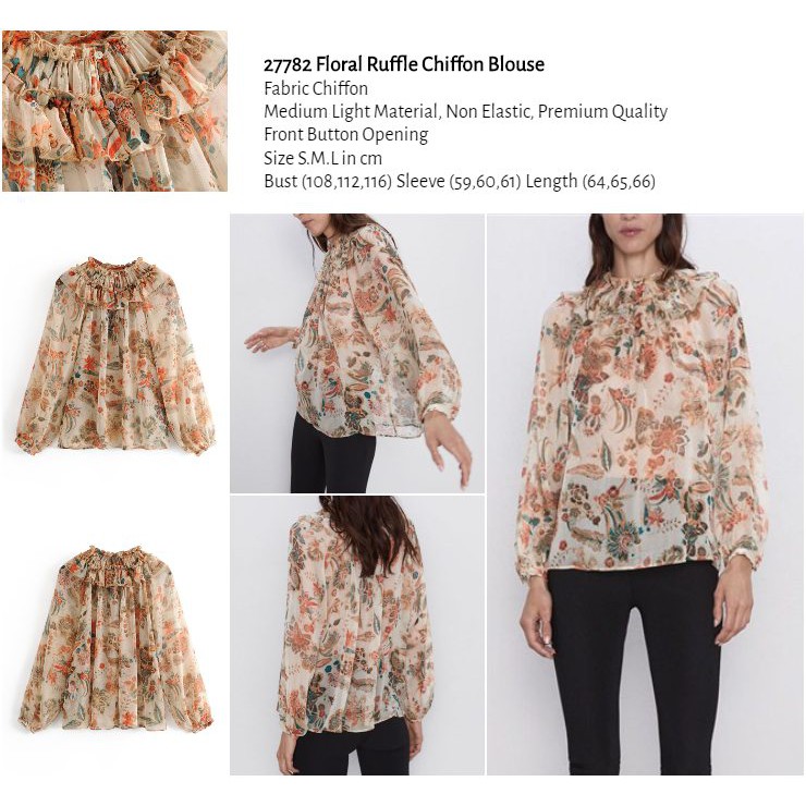 27782 Floral Ruffle Chiffon Blouse (1)
